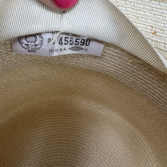 Vintage 1960s Jackie Kennedy Ivory Straw Dress Hat Camelot Era main image 7